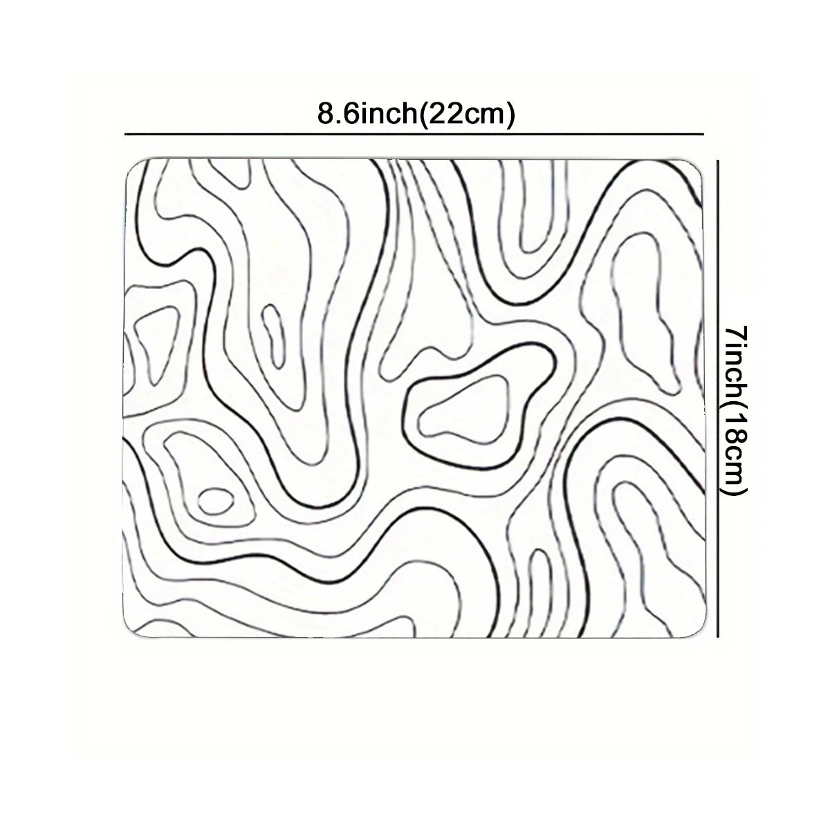 White Topographic Contour Map Extended Gaming Mouse Pad