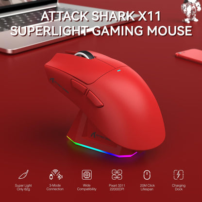 עכבר גיימינג אלחוטי Attack Shark X11
